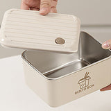 Cream 2pcs Bento Stainless Steel Lunch Box Container set with Lunch Bag