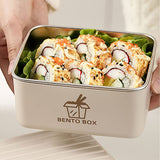 Cream 2pcs Bento Stainless Steel Lunch Box Container set with Lunch Bag