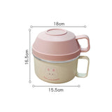Cream & Pink Rabbit, Stainless Steel Dual Handle Soup and Noodles Lunch Box for Kids and Adults