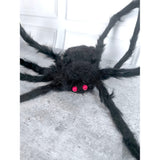 Giant Furry Black Spider with bendable legs and red eyes for Halloween Decoration