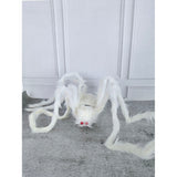 Giant Furry White Spider with bendable legs and red eyes for Halloween Decoration