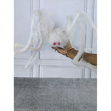 Giant Furry White Spider with bendable legs and red eyes for Halloween Decoration