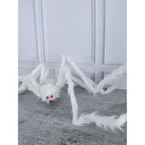 Giant Furry White Spider with bendable legs and red eyes for Halloween Decoration