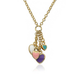 Multi Color Enamel Heart Cluster On Chain Necklace