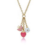 Enamel Flower Heart Butterfly Cluster Chain Necklace