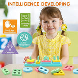 Montessori Toys for Toddlers, Wooden Sorting & Stacking Toys Kids Preschool