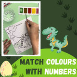 Colour Using Paints And Numbers-dinosaurs