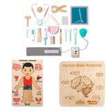 Wooden Doctor Gift Set for Kids - Pretend Play Medical Kit with Puzzles