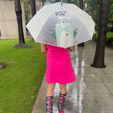 Light Green, Translucent Kelly-Jo all over teddy paws Rain and All-season Umbrella for Kids & Adults
