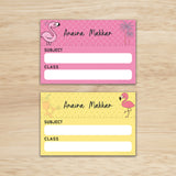 Mini School Book Labels - Flamingo
