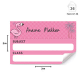 Mini School Book Labels - Flamingo