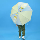 Olive Green, Translucent Rock and Roll Kelly Jo Teddy print with polka dots, Rain and All-season Umbrella for Kids & Adults
