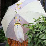 Olive Green, Translucent Rock and Roll Kelly Jo Teddy print with polka dots, Rain and All-season Umbrella for Kids & Adults
