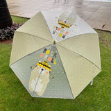 Olive Green, Translucent Rock and Roll Kelly Jo Teddy print with polka dots, Rain and All-season Umbrella for Kids & Adults