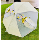 Olive Green, Translucent Rock and Roll Kelly Jo Teddy print with polka dots, Rain and All-season Umbrella for Kids & Adults