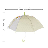 Olive Green, Translucent Rock and Roll Kelly Jo Teddy print with polka dots, Rain and All-season Umbrella for Kids & Adults
