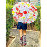 Orange Floral theme Rain & All Season Umbrella for Teens and Adults