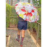 Orange Floral theme Rain & All Season Umbrella for Teens and Adults
