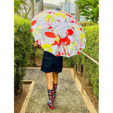 Orange Floral theme Rain & All Season Umbrella for Teens and Adults