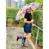 Orange Floral theme Rain & All Season Umbrella for Teens and Adults