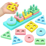 Montessori Toys for Toddlers, Wooden Sorting & Stacking Toys Kids Preschool