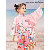 Pink Bunny Lightweight Microfibre Hooded Swim Poncho/ beach coverup towel for Kids