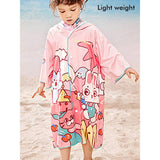 Pink Bunny Lightweight Microfibre Hooded Swim Poncho/ beach coverup towel for Kids