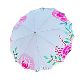 Pink floral Paint Brush theme Rain & All Season Umbrella for Teens and Adults