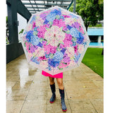 Pink Hydrangea Bunch Floral Print Translucent All-season Umbrella for kids & Adults