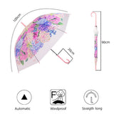 Pink Hydrangea Bunch Floral Print Translucent All-season Umbrella for kids & Adults