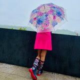 Pink Hydrangea Bunch Floral Print Translucent All-season Umbrella for kids & Adults