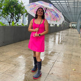 Pink Hydrangea Bunch Floral Print Translucent All-season Umbrella for kids & Adults
