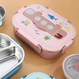 Pink Submarine Theme Compartment Steel Tiffin Lunch Box for Boys and Girls