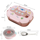 Pink Submarine Theme Compartment Steel Tiffin Lunch Box for Boys and Girls