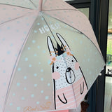 Pink Translucent Bunny Hugs, Rain and All-season Umbrella for Kids & Adults