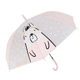 Pink Translucent Bunny Hugs, Rain and All-season Umbrella for Kids & Adults