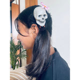 Pink Flower Skull Alligator Clip Halloween Accessory for Halloween Party