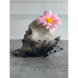 Pink Flower Skull Alligator Clip Halloween Accessory for Halloween Party