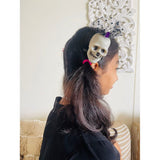 Purple Bling Skull Alligator Clip Halloween Accessory for Halloween Party