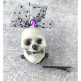 Purple Bling Skull Alligator Clip Halloween Accessory for Halloween Party