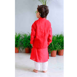 Pink Floral Applique Bandhgala and Kurta Set
