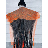 Scary Orange Hanging Long Haired Floating Ghost, Halloween Decor