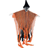 Scary Orange Hanging Long Haired Floating Ghost, Halloween Decor