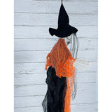 Scary Orange Hanging Long Haired Floating Ghost, Halloween Decor