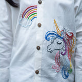 Unicorn Magic Embroidered Organic Cotton Shirt - White