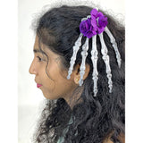 Skeleton hand Unique Hair Accessory for Halloween Party, Purple