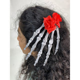 Skeleton hand Unique Hair Accessory for Halloween Party, Red