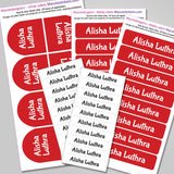 Camping Labels Pack - Solid Red