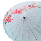 Teal & Pink Floral, Chinese Canopy Style Rain and All season Umbrella