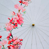 Teal & Pink Floral, Chinese Canopy Style Rain and All season Umbrella